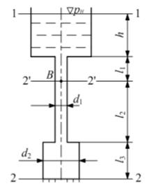 Определить расход воды, вытекающей из трубы, и манометрическое давление в точке В