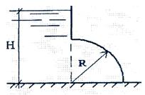 Вертикальная стенка резервуара с водой имеет внизу фасонную часть в виде четверти поверхности цилиндра