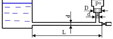 Вода течет из бака по трубопроводу длиною L = 40 м, диаметром