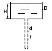 Как изменится время опорожнения бака, если к кромкам отверстия присоединить вертикальную трубу