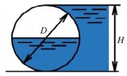 Определить величину равнодействующей силы гидростатического давления F на правую боковую стенку трубопровода