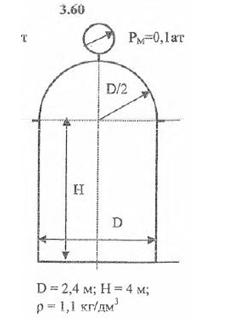 Определить силу Fz, отрывающую полусферу от цилиндра, и силу Fx, растягивающую резервуар по образующей